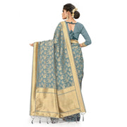 Generic Women's Banarasi (Spun Cotton) Saree (Grey,5-6 Mtrs)