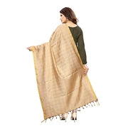 Generic Women's Cotton Jari Woven Work Dupatta (Beige, Length:2-2.4 mtr)