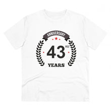 Generic Men's PC Cotton 43rd Anniversary Printed T Shirt (Color: White, Thread Count: 180GSM)