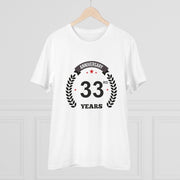 Generic Men's PC Cotton 33rd Anniversary Printed T Shirt (Color: White, Thread Count: 180GSM)