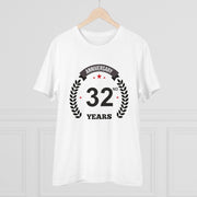 Generic Men's PC Cotton 32nd Anniversary Printed T Shirt (Color: White, Thread Count: 180GSM)