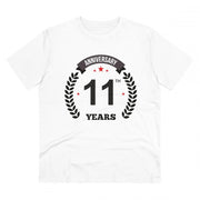 Generic Men's PC Cotton 11th Anniversary Printed T Shirt (Color: White, Thread Count: 180GSM)