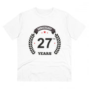 Generic Men's PC Cotton 27th Anniversary Printed T Shirt (Color: White, Thread Count: 180GSM)