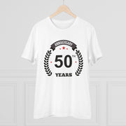 Generic Men's PC Cotton 50th Anniversary Printed T Shirt (Color: White, Thread Count: 180GSM)