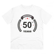 Generic Men's PC Cotton 50th Anniversary Printed T Shirt (Color: White, Thread Count: 180GSM)