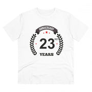 Generic Men's PC Cotton 23rd Anniversary Printed T Shirt (Color: White, Thread Count: 180GSM)
