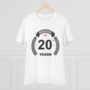 Generic Men's PC Cotton 20th Anniversary Printed T Shirt (Color: White, Thread Count: 180GSM)