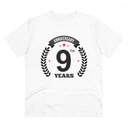 Generic Men's PC Cotton 9th Anniversary Printed T Shirt (Color: White, Thread Count: 180GSM)