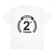Generic Men's PC Cotton 2nd Anniversary Printed T Shirt (Color: White, Thread Count: 180GSM)