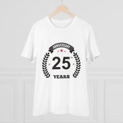 Generic Men's PC Cotton 25th Anniversary Printed T Shirt (Color: White, Thread Count: 180GSM)