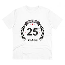 Generic Men's PC Cotton 25th Anniversary Printed T Shirt (Color: White, Thread Count: 180GSM)