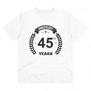 Generic Men's PC Cotton 45th Anniversary Printed T Shirt (Color: White, Thread Count: 180GSM)