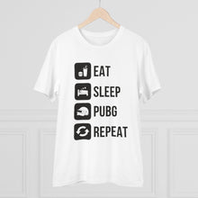 Generic Men's PC Cotton Eat Sleep Pubg Repeat Printed T Shirt (Color: White, Thread Count: 180GSM)