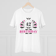 Generic Men's PC Cotton 42nd Birthday Printed T Shirt (Color: White, Thread Count: 180GSM)