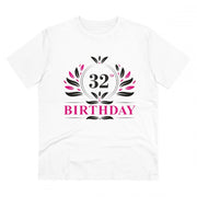 Generic Men's PC Cotton 32nd Birthday Printed T Shirt (Color: White, Thread Count: 180GSM)