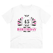Generic Men's PC Cotton 45th Birthday Printed T Shirt (Color: White, Thread Count: 180GSM)