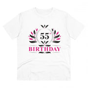 Generic Men's PC Cotton 55th Birthday Printed T Shirt (Color: White, Thread Count: 180GSM)
