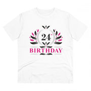 Generic Men's PC Cotton 24th Birthday Printed T Shirt (Color: White, Thread Count: 180GSM)