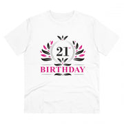 Generic Men's PC Cotton 21st Birthday Printed T Shirt (Color: White, Thread Count: 180GSM)