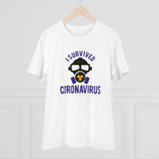 Generic Men's PC Cotton I Survived Coronavirus Printed T Shirt (Color: White, Thread Count: 180GSM)