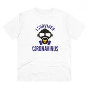 Generic Men's PC Cotton I Survived Coronavirus Printed T Shirt (Color: White, Thread Count: 180GSM)
