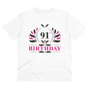 Generic Men's PC Cotton 91st Birthday Printed T Shirt (Color: White, Thread Count: 180GSM)