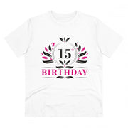 Generic Men's PC Cotton 15th Birthday Printed T Shirt (Color: White, Thread Count: 180GSM)