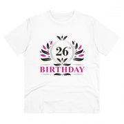Generic Men's PC Cotton 26th Birthday Printed T Shirt (Color: White, Thread Count: 180GSM)