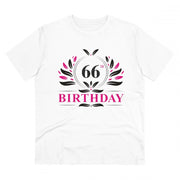 Generic Men's PC Cotton 66th Birthday Printed T Shirt (Color: White, Thread Count: 180GSM)
