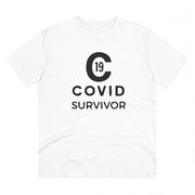Generic Men's PC Cotton Covid 19 Survivor Printed T Shirt (Color: White, Thread Count: 180GSM)
