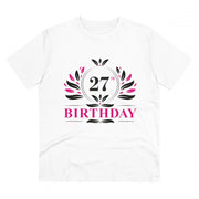 Generic Men's PC Cotton 27th Birthday Printed T Shirt (Color: White, Thread Count: 180GSM)
