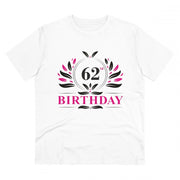 Generic Men's PC Cotton 62nd Birthday Printed T Shirt (Color: White, Thread Count: 180GSM)