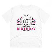 Generic Men's PC Cotton 87th Birthday Printed T Shirt (Color: White, Thread Count: 180GSM)