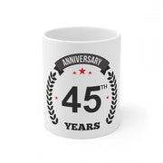 Generic Ceramic 45th Anniversary Printed Coffee Mug (Color: White, Capacity:330ml)