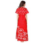 Generic Women's Cotton Printed Maxi Nighty (Red)