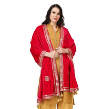 Generic Women's Velvet Gotta Patti Dupatta (Pink, Length: 2.25 to 2.50 Mtr)