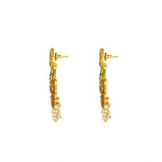 Generic Women's Rose Gold Plated Alloy Kundan Earrings &amp; Mangtikka (Red &amp; Green)