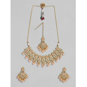 Generic Women's Rose Gold Plated Alloy Necklace &amp; Earings Set (Pink)