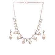 Generic Women's Rose Gold Plated Brass Necklace &amp; Earings Set (Gold)