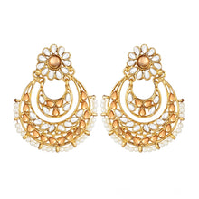 Generic Women's Rose Gold Plated Alloy Kundan Earrings &amp; Mangtikka (White &amp; Gold)