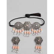 Generic Women's Rose Gold Plated Alloy Necklace &amp; Earings Set (Orange)