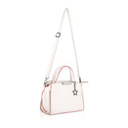 Generic Women's Faux Leather Metal Beads Handbag (White)