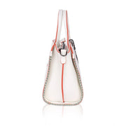 Generic Women's Faux Leather Metal Beads Handbag (White)
