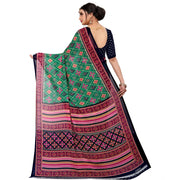Generic Women's Georgette Floral Print Saree With Unstitched Blouse 5.5Mtr (Green)