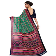 Generic Women's Georgette Floral Print Saree With Unstitched Blouse 5.5Mtr (Green)