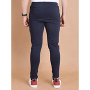 Generic Men's Casual Cotton Striped Full Length Track Pant (Navy)