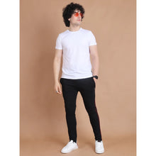 Generic Men's Casual Cotton Striped Full Length Track Pant (Black)