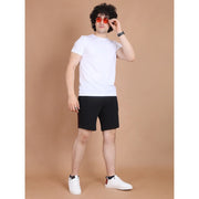 Generic Men's Casual Cotton Striped Above knee Shorts (Black)