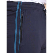 Generic Men's Casual Cotton Striped Full Length Track Pant (Navy)