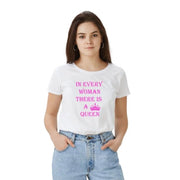 Generic Women's Polyester Solid Printed Round Neck Half Sleeve T-shirt (White)